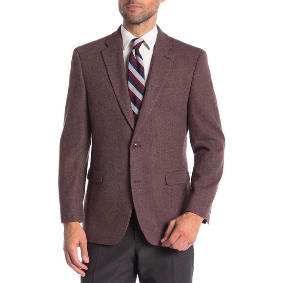 Tommy Hilfiger Mens Regular Fit Weave Sport Coat 42 Regular Wine/Tan Blazer - Picture 1 of 3
